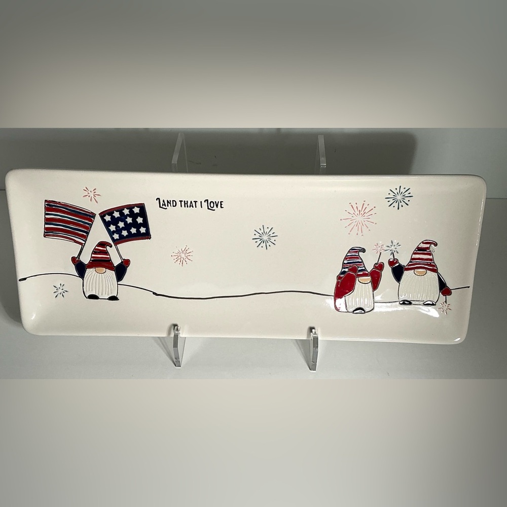 Tag Ceramic 13.5in Gnome Land That I love Serving Platter New